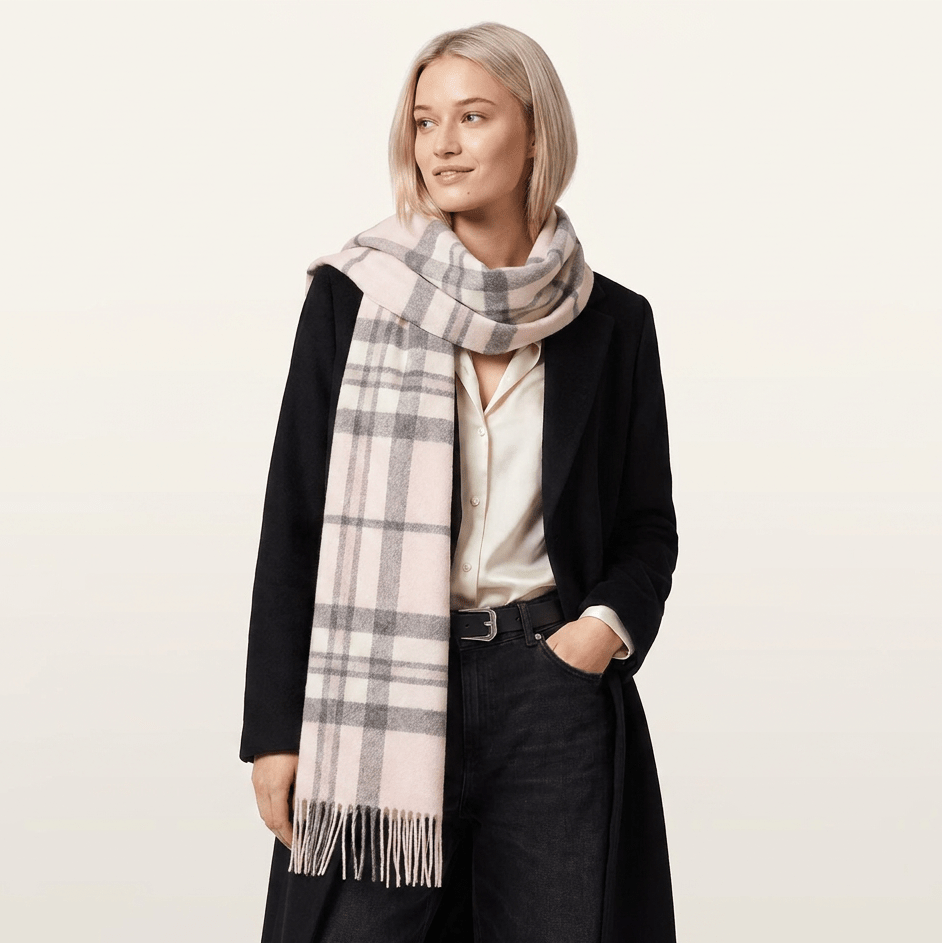 Edinburgh 100% Pure Cashmere Wide Scarf – Luxury Oversized Wrap - Thomson Pink - Heritage Of Scotland -