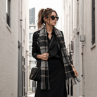 Edinburgh Cashmere Premium Lightweight Scarf - Soft Luxury Wrap - Forrester Black Blue - Heritage Of Scotland -
