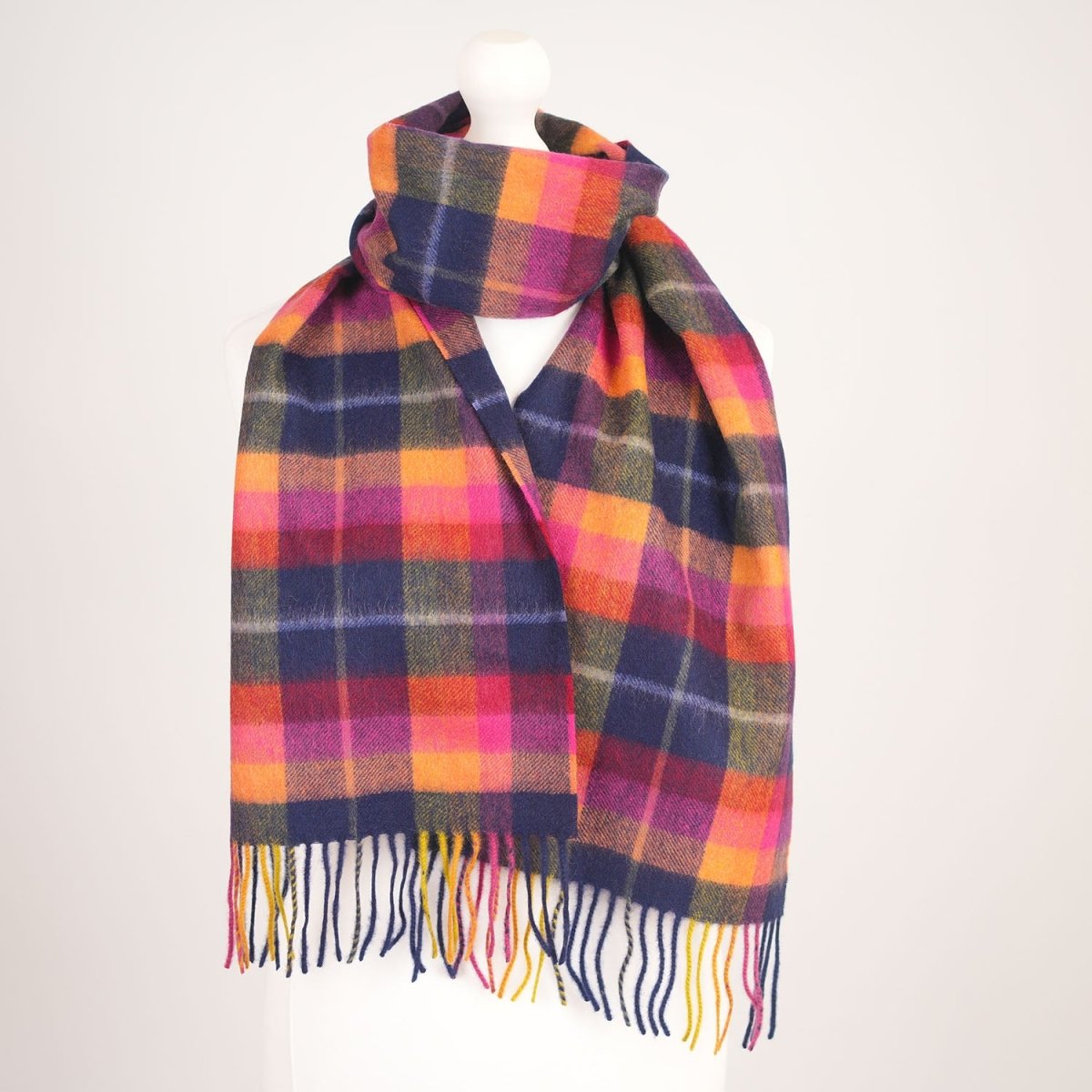 Edinburgh Cashmere Premium Lightweight Scarf - Soft Luxury Wrap - Galaxy Plaid Navy - Heritage Of Scotland -