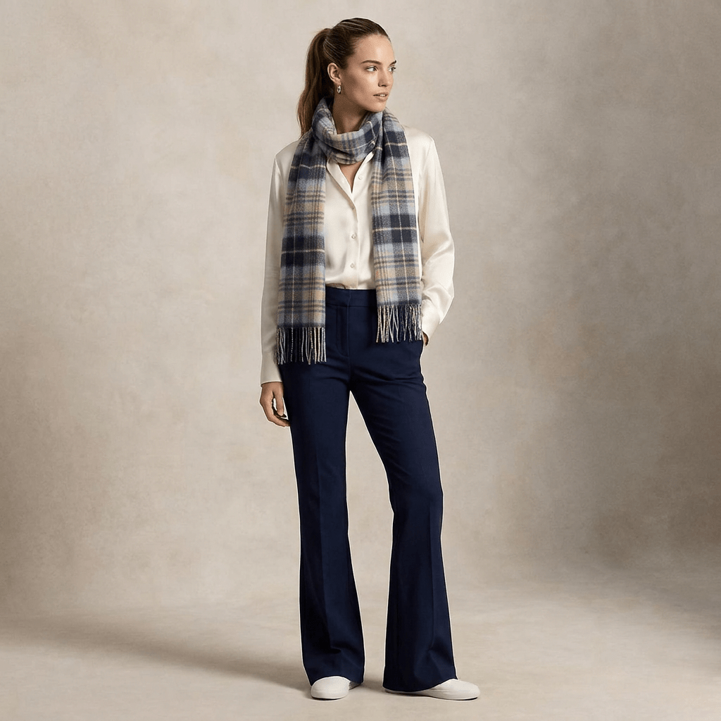 Edinburgh Cashmere Premium Lightweight Scarf - Soft Luxury Wrap - Mackellar Mix Navy - Heritage Of Scotland -