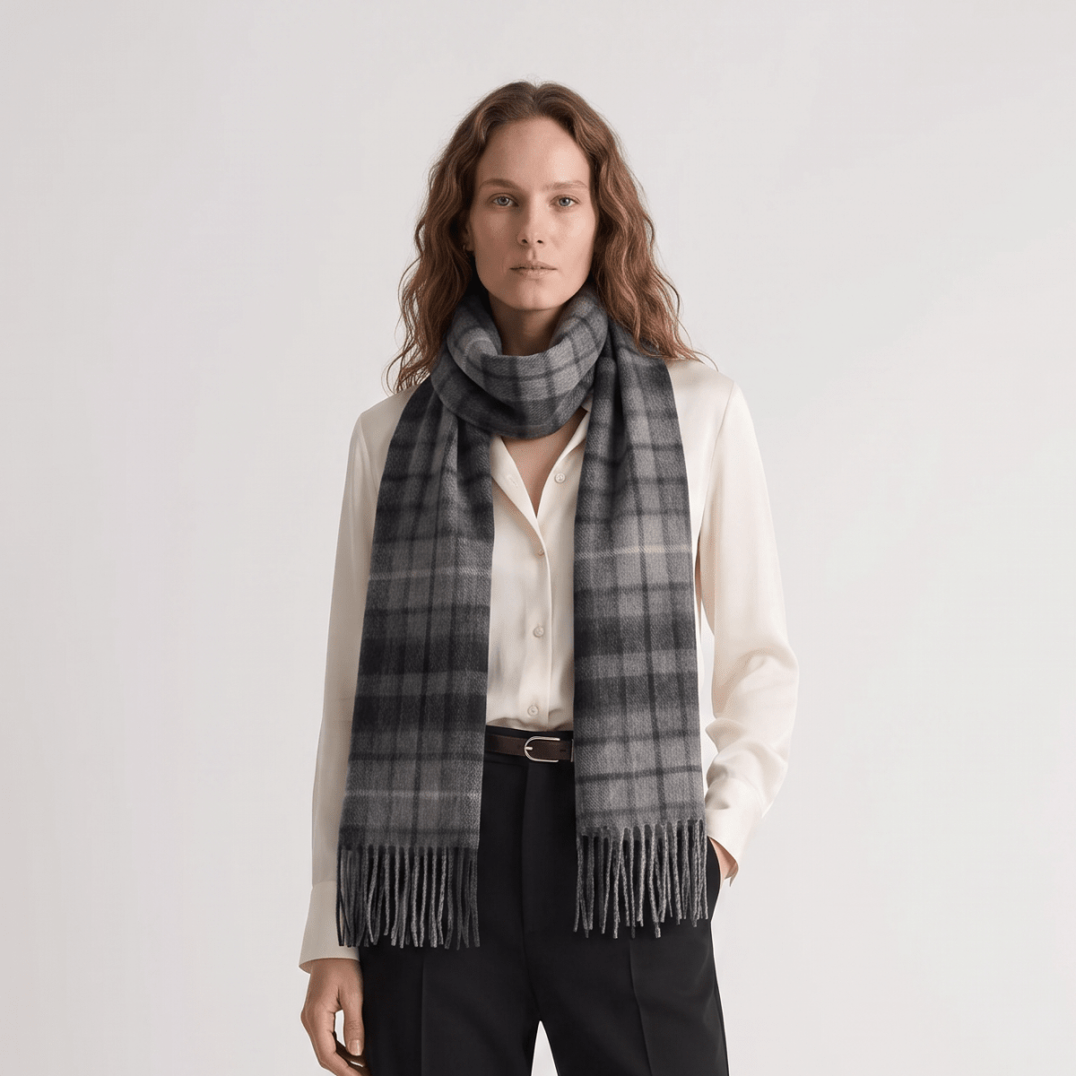Edinburgh Cashmere Premium Lightweight Scarf - Soft Luxury Wrap - Monochrome Buchanan - Heritage Of Scotland -