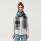 Edinburgh Cashmere Premium Lightweight Scarf - Ultra-Soft Luxury Wrap - Bagshaw Check Blue - Heritage Of Scotland -