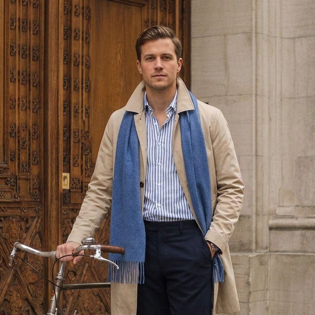 Edinburgh Cashmere Premium Lightweight Scarf - Ultra-Soft Luxury Wrap - Denim - Heritage Of Scotland -