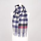 Edinburgh Cashmere Premium Lightweight Scarf - Ultra-Soft Luxury Wrap - Giant Chequer - Navy - Heritage Of Scotland -