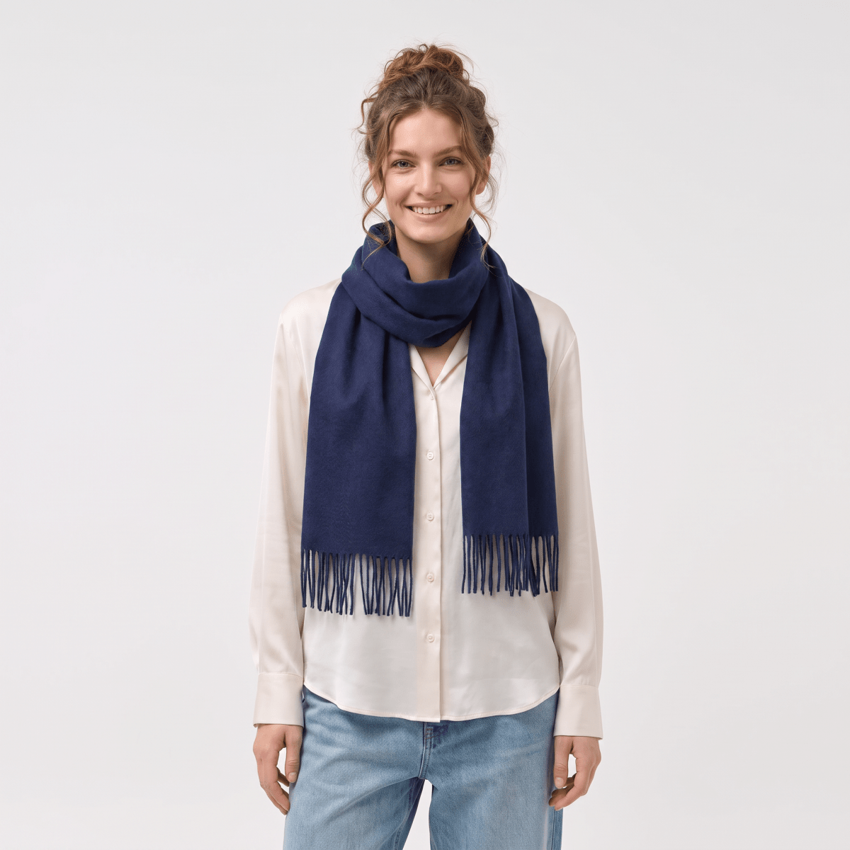 Edinburgh Cashmere Premium Lightweight Scarf - Ultra-Soft Luxury Wrap - Navy - Heritage Of Scotland -
