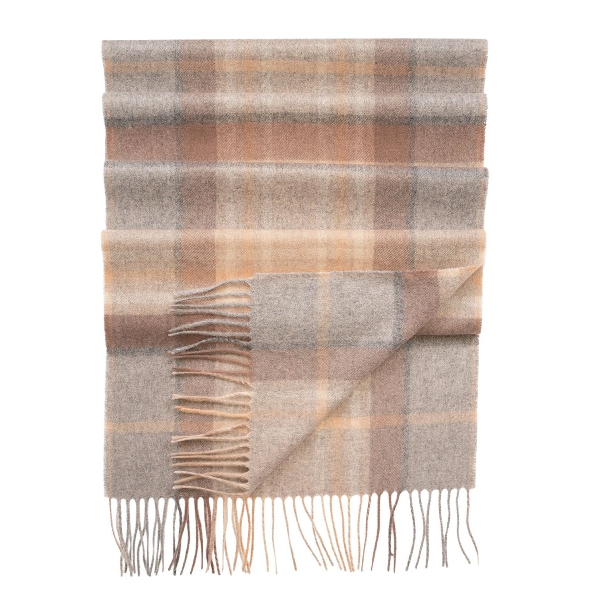 Edinburgh Cashmere Premium Lightweight Scarf - Ultra-Soft Wide Wrap - Mackellar Natural - Heritage Of Scotland -