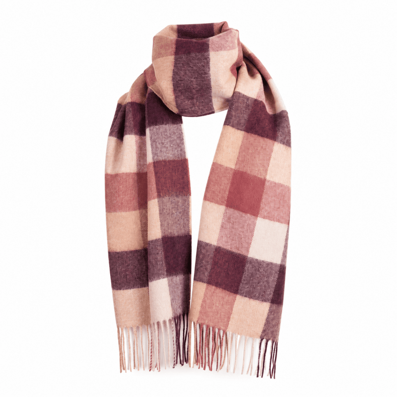 Edinburgh Cashmere Scarf 5 Square Tartan - Burgundy - Heritage Of Scotland - 5 SQUARE TARTAN - BURGUNDY / One Size