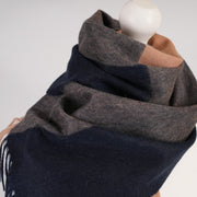Edinburgh Cashmere Scarf Tartans and Checks - Heritage Of Scotland - OAKWELL CAMEL/ NAVY