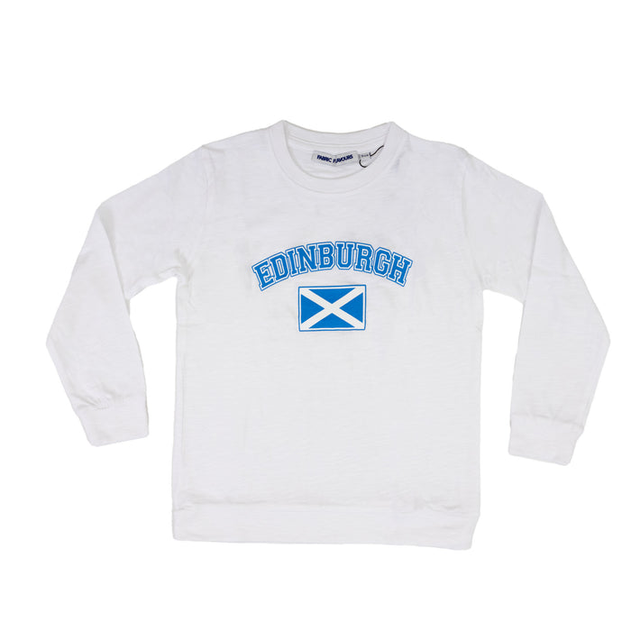 Edinburgh Flag Kids Long Sleeve T - Shirt - Heritage Of Scotland - WHITE