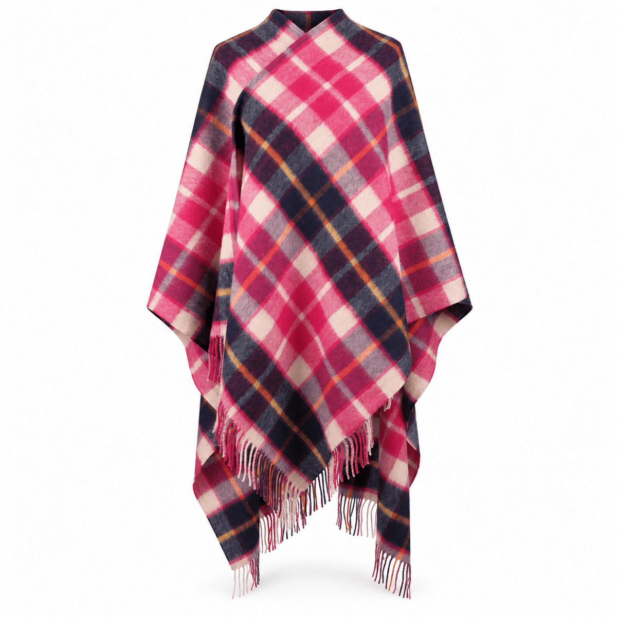 Edinburgh Lambswool Long Tartan Cape - Cragg Check Eminence - Heritage Of Scotland -