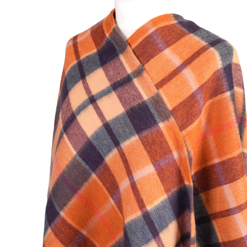 Edinburgh Lambswool Long Tartan Cape - Cragg Check Ginger - Heritage Of Scotland - CRAGG CHECK GINGER