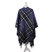 Edinburgh Lambswool Long Tartan Cape Enlarged Off Ctr Scotty Thom Denim - Heritage Of Scotland - ENLARGED OFF CTR SCOTTY THOM DENIM
