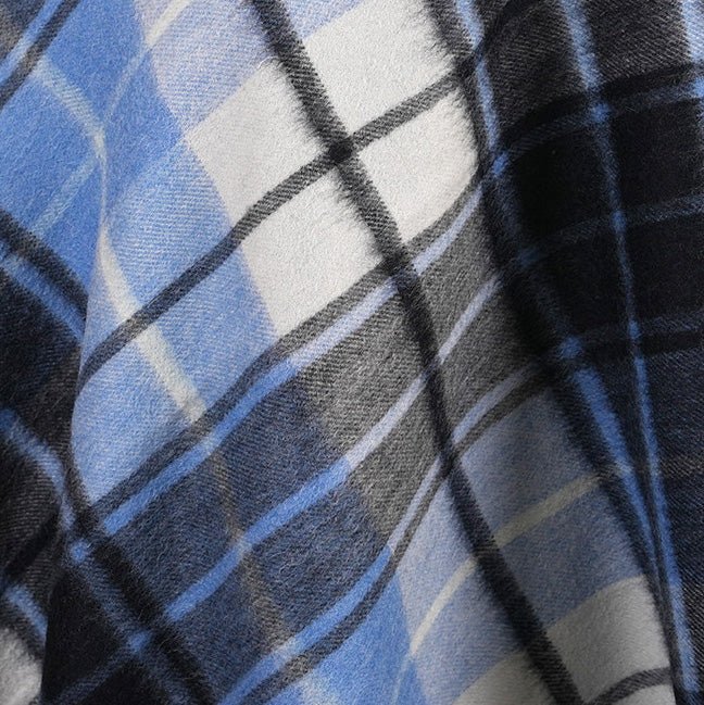 Edinburgh Lambswool Long Tartan Cape - Mill Check Eclipse - Heritage Of Scotland -