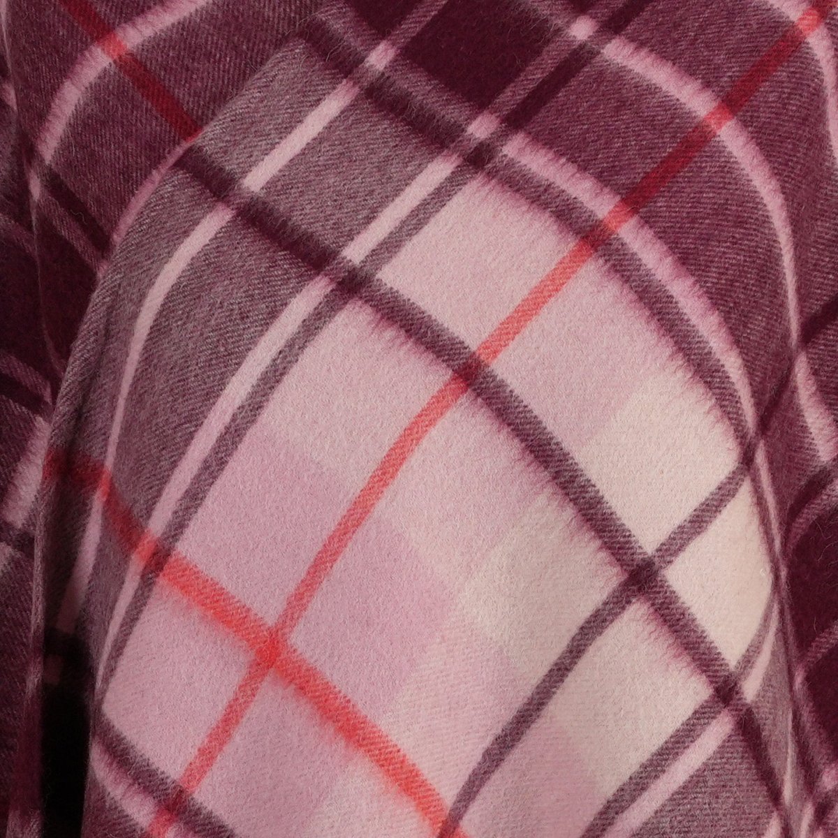 Edinburgh Lambswool Long Tartan Cape - Mill Check Pink - Heritage Of Scotland -