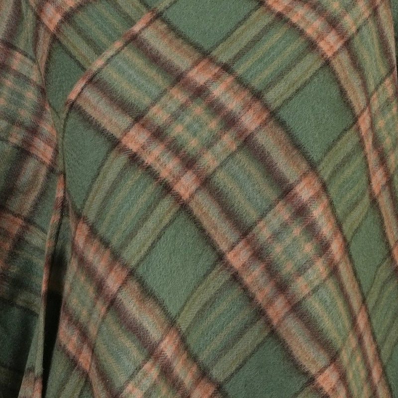 Edinburgh Lambswool Long Tartan Cape - Royal Stewart Vintage Green - Heritage Of Scotland - ROYAL STEWART VINTAGE GREEN
