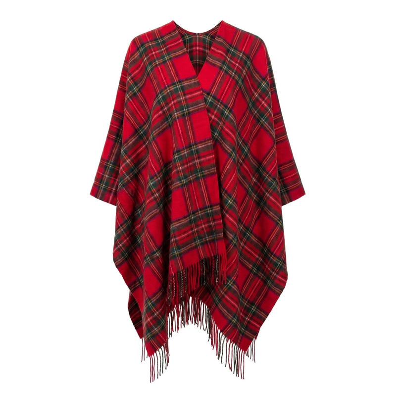 Edinburgh Lambswool Long Tartan Cape - Stewart Royal - Heritage Of Scotland - STEWART ROYAL