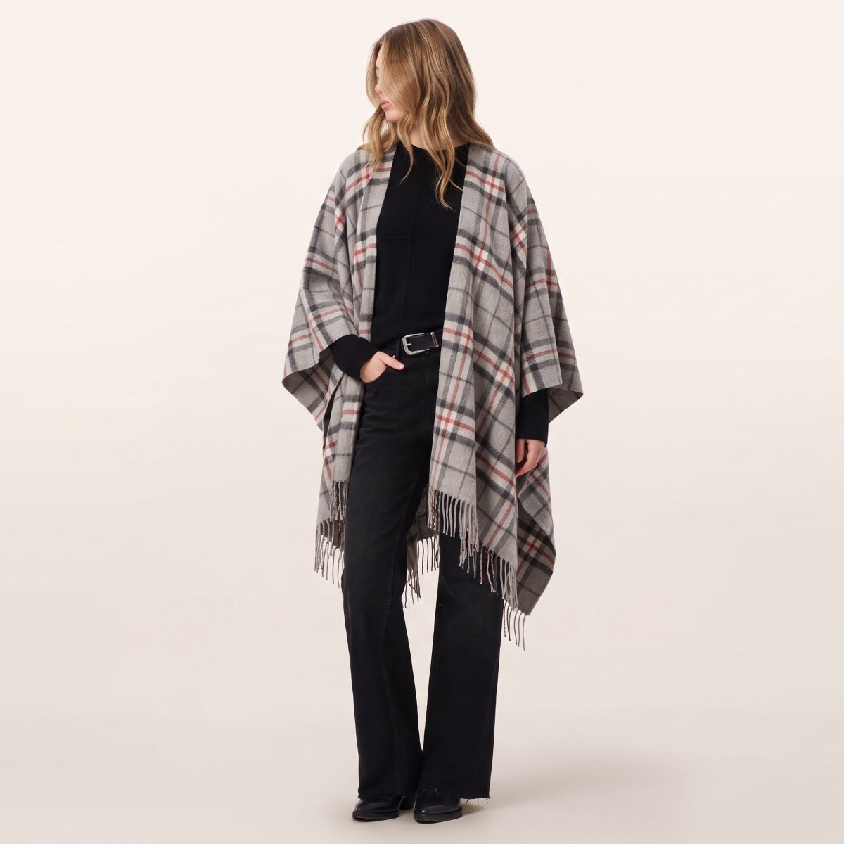 Edinburgh Lambswool Long Tartan Cape - Thomson Grey - Heritage Of Scotland -