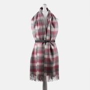 Edinburgh Lambswool Stole - Heritage Of Scotland - BIG CHECK 27587 MUTED WHITE/PINK
