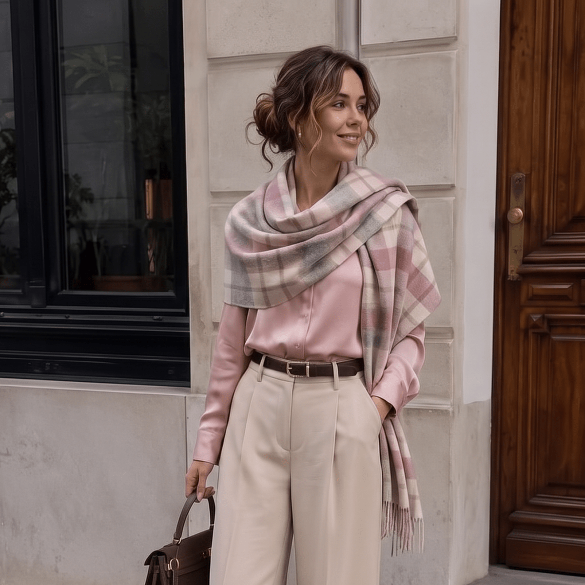 Edinburgh Lambswool Tartan Stole - Soft Luxury Check Wrap with Fringe - Artillery Check Light Pink - Heritage Of Scotland -
