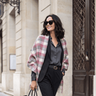 Edinburgh Lambswool Tartan Stole - Soft Luxury Check Wrap with Fringe - Big Check Muted White and Pink - Heritage Of Scotland -