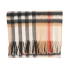 Edinburgh Lambswool Tartan Stole - Soft Luxury Check Wrap with Fringe - Chequer Camel & Grey - Heritage Of Scotland -