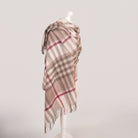 Edinburgh Lambswool Tartan Stole – Soft Luxury Check Wrap with Fringe - Chequer Shrimp - Heritage Of Scotland -