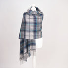 Edinburgh Lambswool Tartan Stole - Soft Luxury Check Wrap with Fringe - Dove and Grey Check - Heritage Of Scotland -