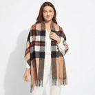 Edinburgh Lambswool Tartan Stole - Soft Luxury Check Wrap with Fringe - Exploded Thomson Camel - Heritage Of Scotland -
