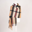 Edinburgh Lambswool Tartan Stole - Soft Luxury Check Wrap with Fringe - Exploded Thomson Camel - Heritage Of Scotland -