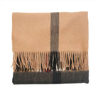 Edinburgh Lambswool Tartan Stole - Soft Luxury Check Wrap with Fringe - Exploded Thomson Camel - Heritage Of Scotland -