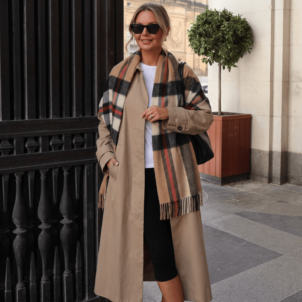 Edinburgh Lambswool Tartan Stole - Soft Luxury Check Wrap with Fringe - Exploded Thomson Camel - Heritage Of Scotland -