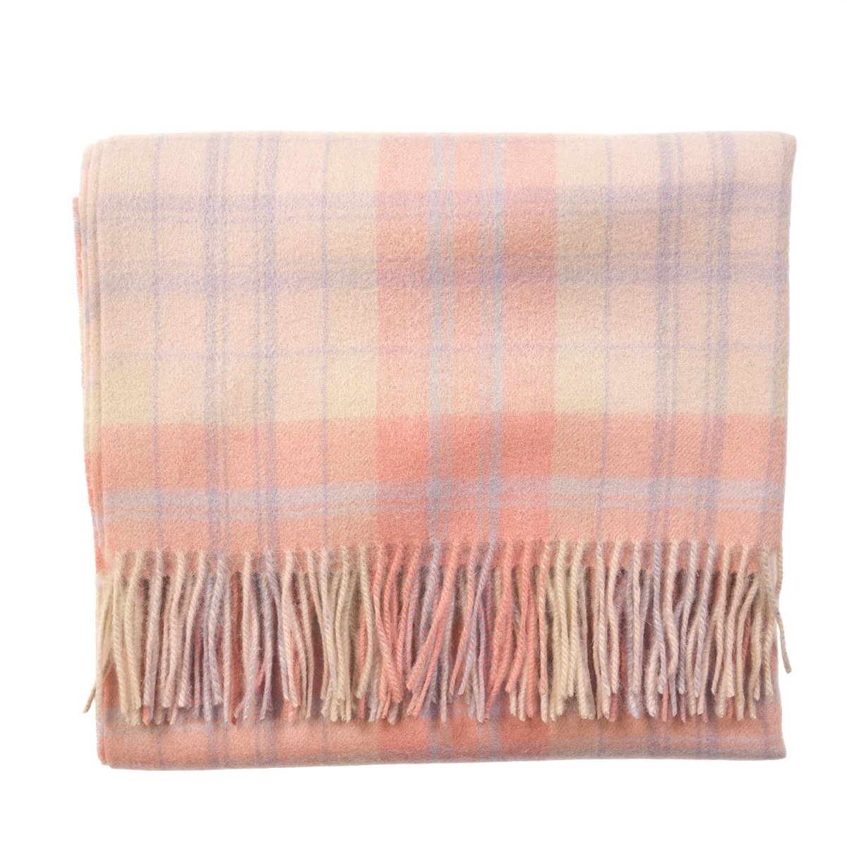 Edinburgh Lambswool Tartan Stole - Soft Luxury Check Wrap with Fringe - Macdonald White Mix - Heritage Of Scotland -