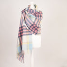 Edinburgh Lambswool Tartan Stole – Soft Luxury Check Wrap with Fringe - Pastel Pink - Heritage Of Scotland -