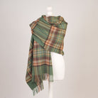 Edinburgh Lambswool Tartan Stole - Soft Luxury Check Wrap with Fringe - Royal Stewart Vintage Green - Heritage Of Scotland -