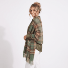 Edinburgh Lambswool Tartan Stole - Soft Luxury Check Wrap with Fringe - Royal Stewart Vintage Green - Heritage Of Scotland -