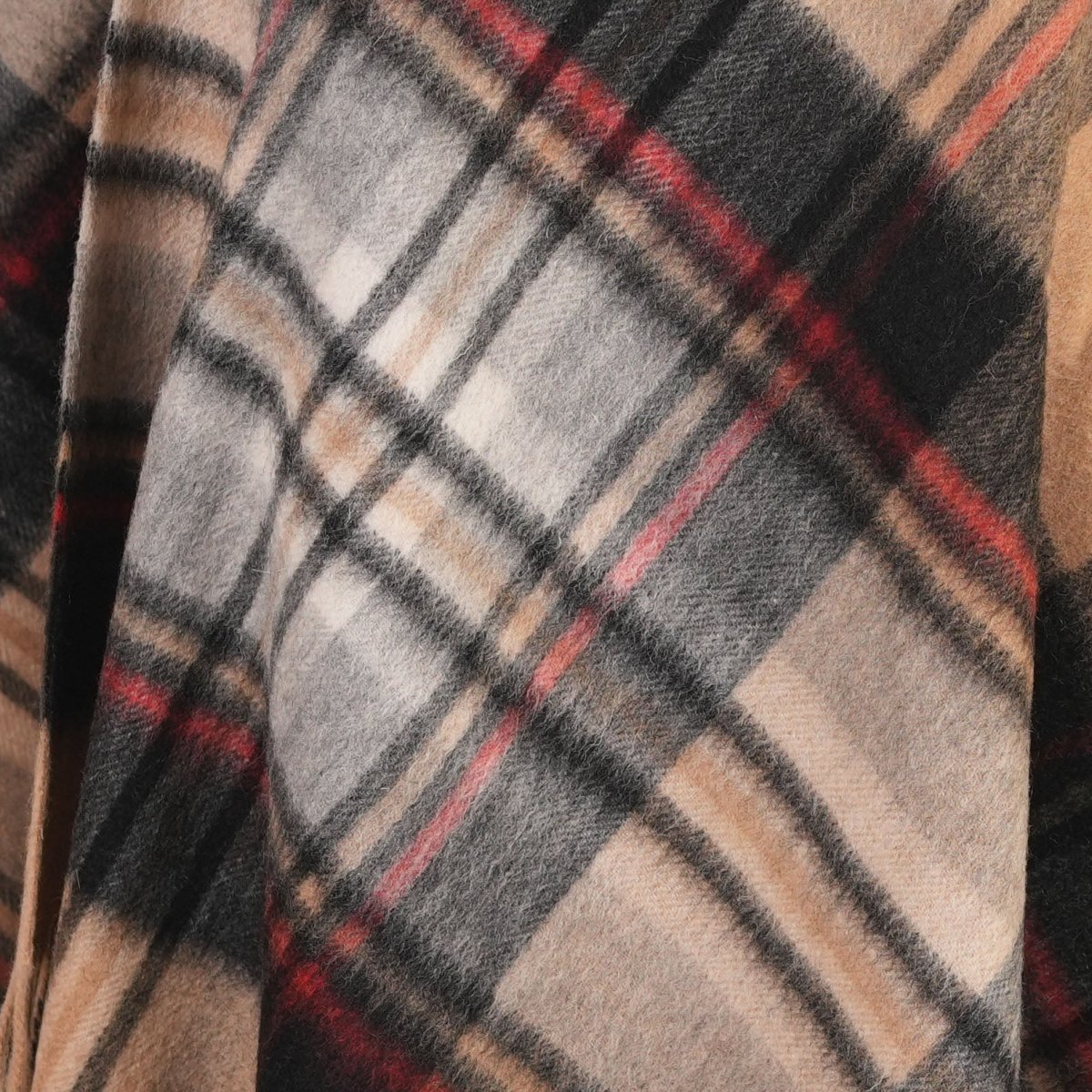 Edinburgh Lambswool Tartan Stole - Soft Luxury Check Wrap with Fringe - Stewart Camel - Heritage Of Scotland -