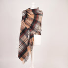 Edinburgh Lambswool Tartan Stole - Soft Luxury Check Wrap with Fringe - Stewart Camel - Heritage Of Scotland -