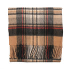 Edinburgh Lambswool Tartan Stole - Soft Luxury Check Wrap with Fringe - Stewart Camel - Heritage Of Scotland -