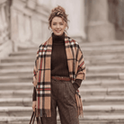 Edinburgh Lambswool Tartan Stole - Soft Luxury Check Wrap with Fringe - Thomson Camel - Heritage Of Scotland -