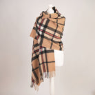 Edinburgh Lambswool Tartan Stole - Soft Luxury Check Wrap with Fringe - Thomson Camel - Heritage Of Scotland -
