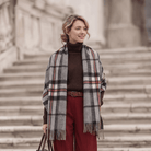 Edinburgh Lambswool Tartan Stole - Soft Luxury Check Wrap with Fringe - Thomson Grey - Heritage Of Scotland -