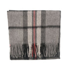 Edinburgh Lambswool Tartan Stole - Soft Luxury Check Wrap with Fringe - Thomson Grey - Heritage Of Scotland -