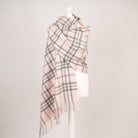 Edinburgh Lambswool Tartan Stole - Soft Luxury Check Wrap with Fringe - Thomson Pale Pink - Heritage Of Scotland -
