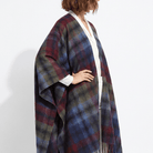 Edinburgh Long Lambswool Tartan Cape – Premium Plaid Wrap - Graded Block Check - Indigo Blue - Heritage Of Scotland -