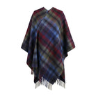 Edinburgh Long Lambswool Tartan Cape – Premium Plaid Wrap - Graded Block Check - Indigo Blue - Heritage Of Scotland -