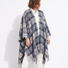 Edinburgh Long Lambswool Tartan Cape – Premium Plaid Wrap - Tweed Tartan Dover - Grey Check - Heritage Of Scotland -