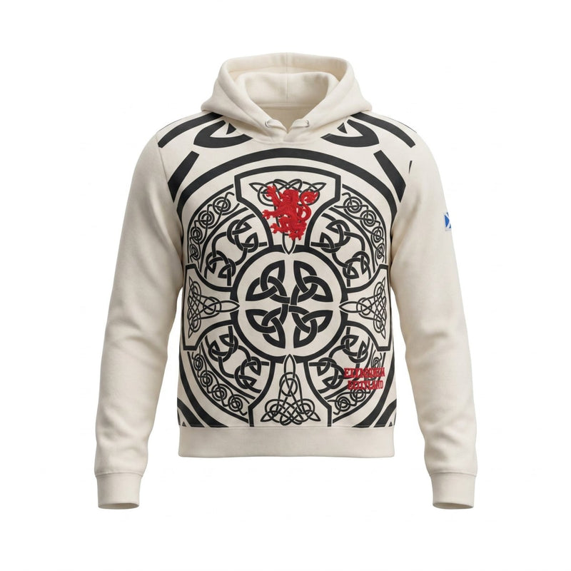 Edinburgh Scotland Celtic Knot Hoodie – Cream | Heritage Inspired Hooded Sweatshirt - Heritage Of Scotland - S