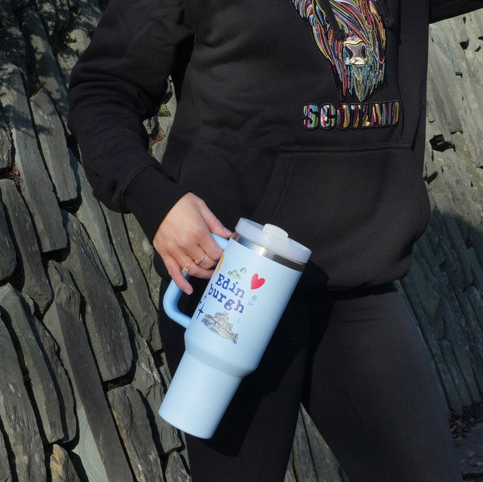 Edinburgh Souvenir 40oz Insulated Cup with Straw - Heritage Of Scotland - WHISPER WHITE