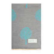Elegant Tree Motif Soft Weave Scarf Stole - Heritage Of Scotland - GREY/TURQUOISE