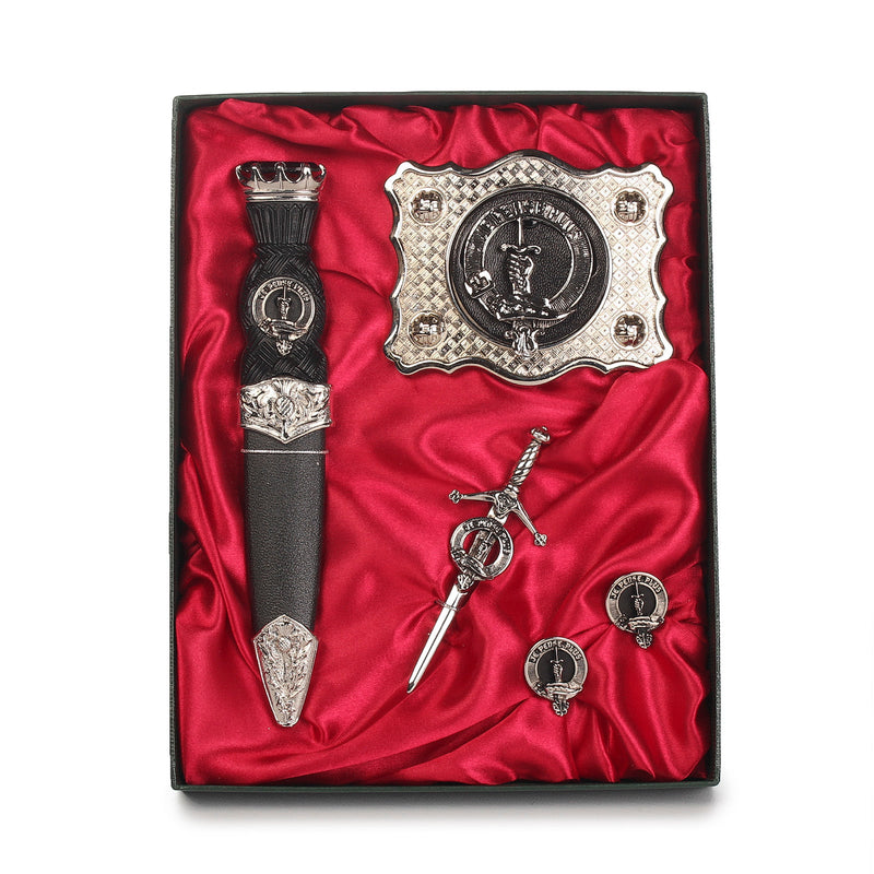 Erskine Clan Badge, Kilt Pin, Lapel Pin, Cufflinks, Keyring/Key Fob & Gift Set — Fine Pewter by Art Pewter — Made in Scotland (Shiny Finish) - Heritage Of Scotland - Gift Set
